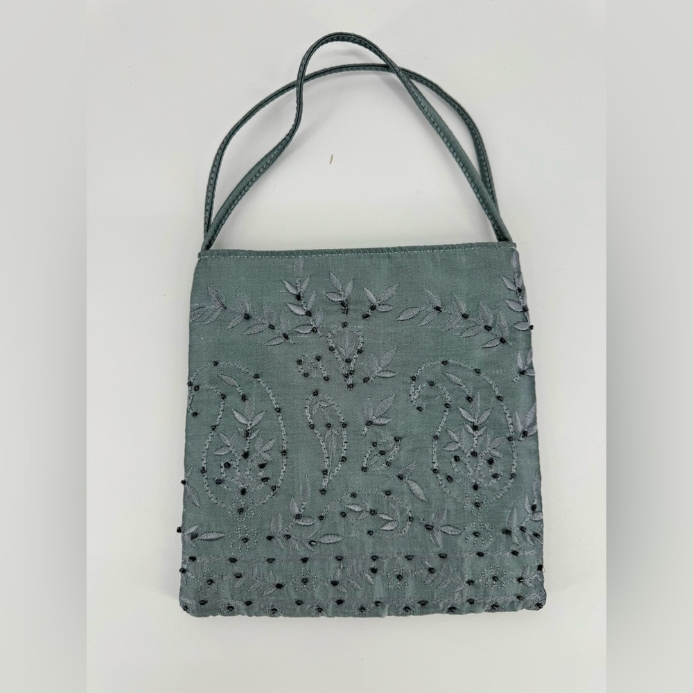 Ann Taylor Green Embroidered Shoulder Bag - Picture 2 of 4